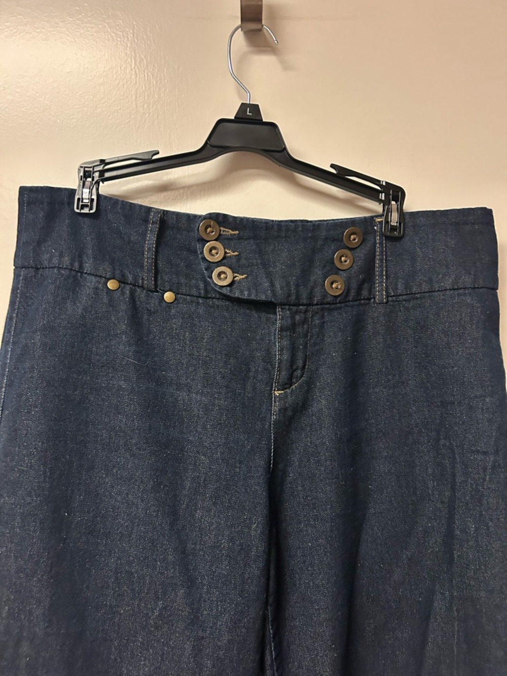 Kaki Dark Blue Button-Front wide-leg Women’s Jeans